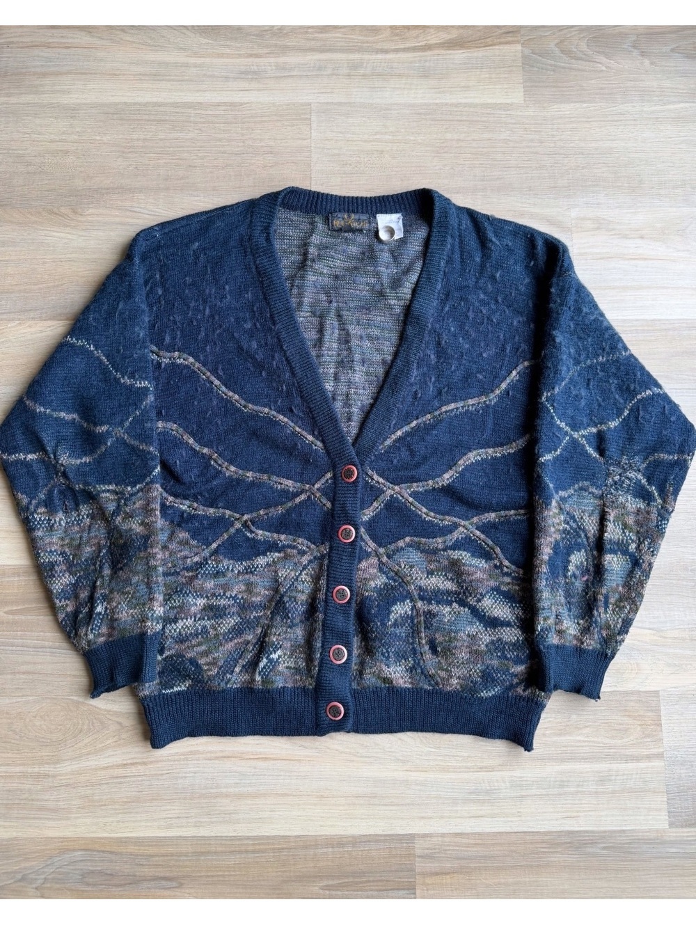 Vintage Bugatchi Wool 3D Knit Cardigan
